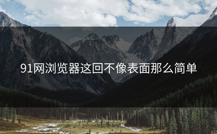 91网浏览器这回不像表面那么简单