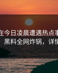 主持人在今日凌晨遭遇热点事件让人愤怒，黑料全网炸锅，详情点击