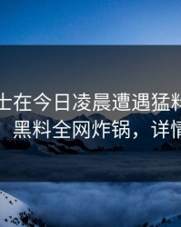 业内人士在今日凌晨遭遇猛料爆炸性新闻，黑料全网炸锅，详情围观