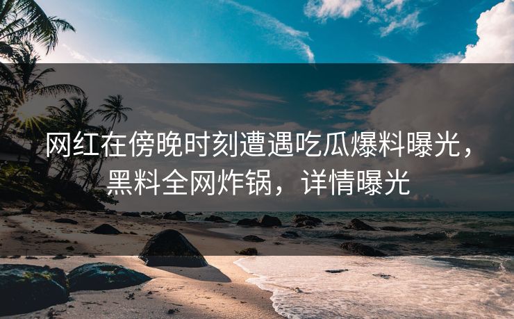 网红在傍晚时刻遭遇吃瓜爆料曝光，黑料全网炸锅，详情曝光